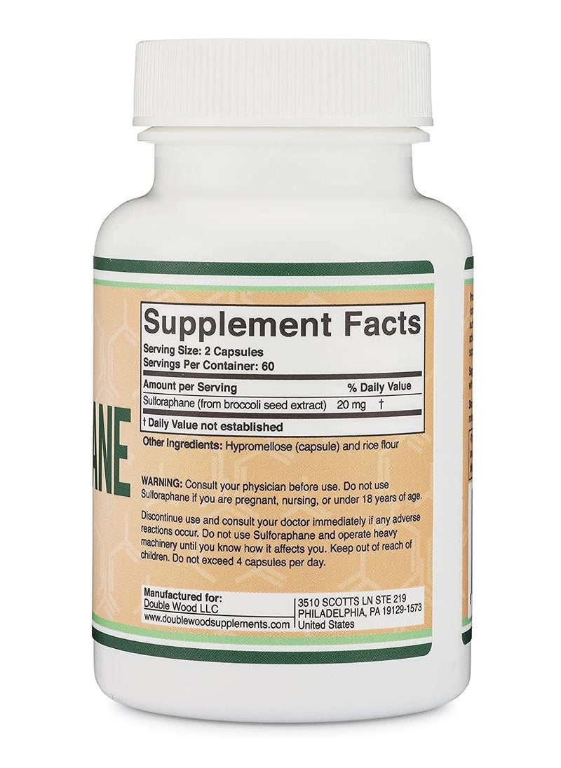 Double Wood Supplements - Sulforaphane Supplement 20Mg Of Activated And Stabilized Sulforaphane Per Serving (120 Capsules) Potent Broccoli Extract For Healthy Aging (Derived From Broccoli Sprouts Vegan Safe) By Double Wood - Image 1