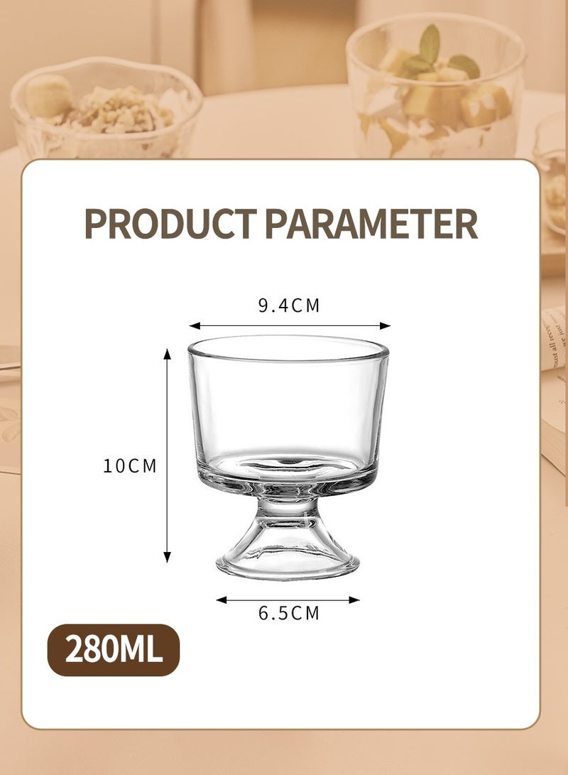 BEIRUI 2PCS Ice Cream Cups Dessert, Milkshake, Fruit and Pudding Glass Bowls, 280ML Perfect for Home, Restaurant and Party - Image 3