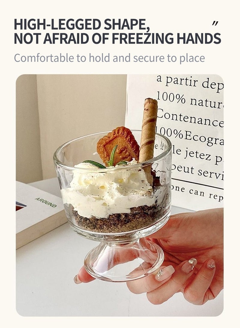 BEIRUI 2PCS Ice Cream Cups Dessert, Milkshake, Fruit and Pudding Glass Bowls, 280ML Perfect for Home, Restaurant and Party - Image 4