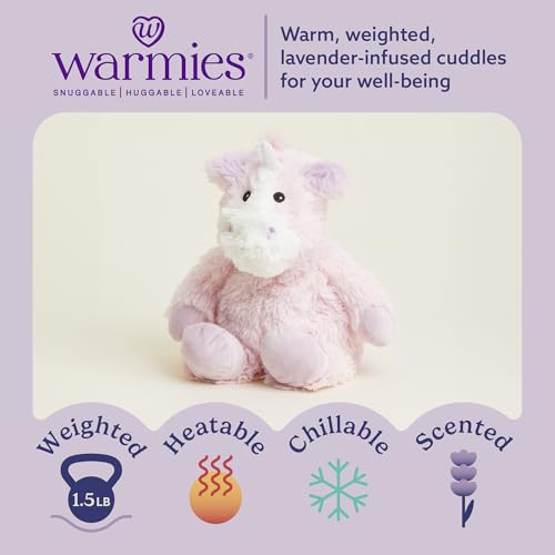 Warmies دمى دافئة قابلة للتسخين ووزنها، وحيد القرن - دمية محشوة مدفأة للدفء والراحة - ألعاب محشوة ناعمة لطيفة للبالغين والأطفال (الأولاد، البنات، الرضع والأطفال الصغار) - Image 2