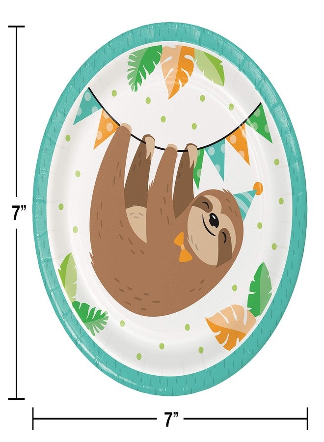 Creative Converting "Sloth Party Dessert Plates, 8 ct, 7"", Multicolor" - Image 2