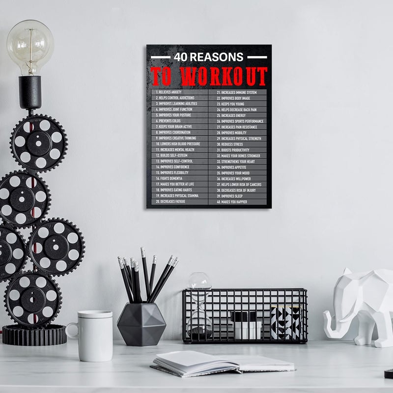 Gwisml 40 Reasons To Workout Wall Art,Inspirational Exercise Fitness Canvas Frame Paintings For Gym Sports Room Home Workplace Wall Art Decor - Image 3