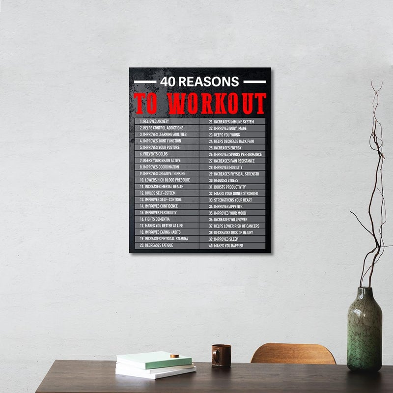 Gwisml 40 Reasons To Workout Wall Art,Inspirational Exercise Fitness Canvas Frame Paintings For Gym Sports Room Home Workplace Wall Art Decor - Image 4