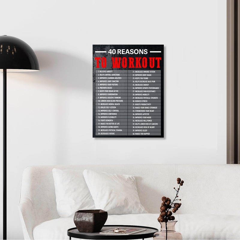 Gwisml 40 Reasons To Workout Wall Art,Inspirational Exercise Fitness Canvas Frame Paintings For Gym Sports Room Home Workplace Wall Art Decor - Image 5