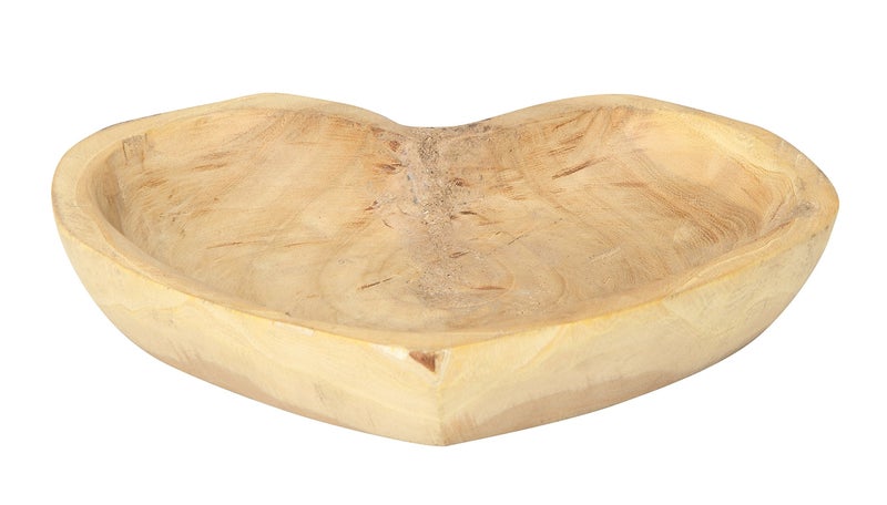 Creative Coop Decorative Chinaberry Wood Heart Shaped Bowl