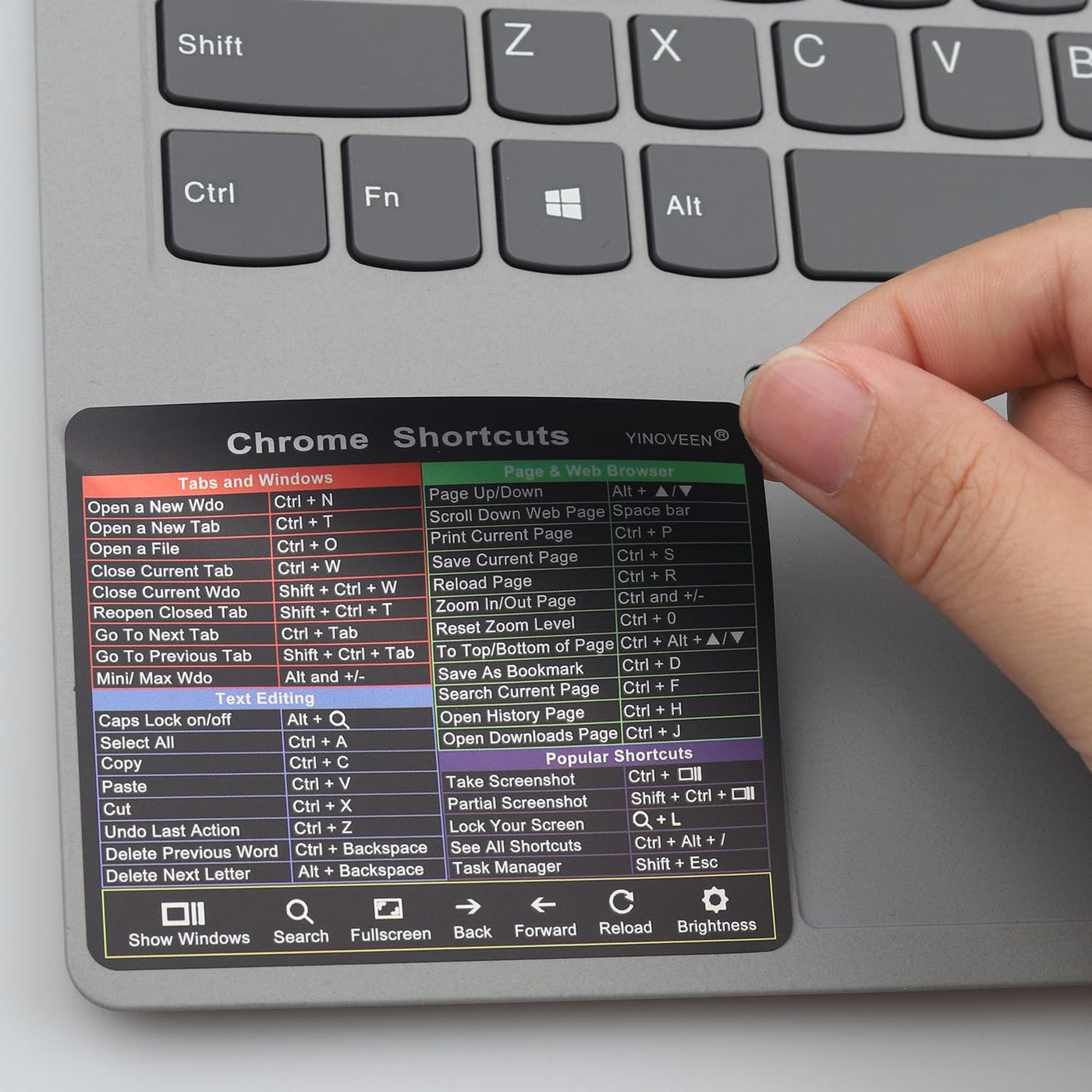 YINOVEEN 2PACK Shortcuts Sticker for Chromebook (3 1/8 x 2 5/8 Inch), for 11.6-15.6" Chromebook Accessories Sticker