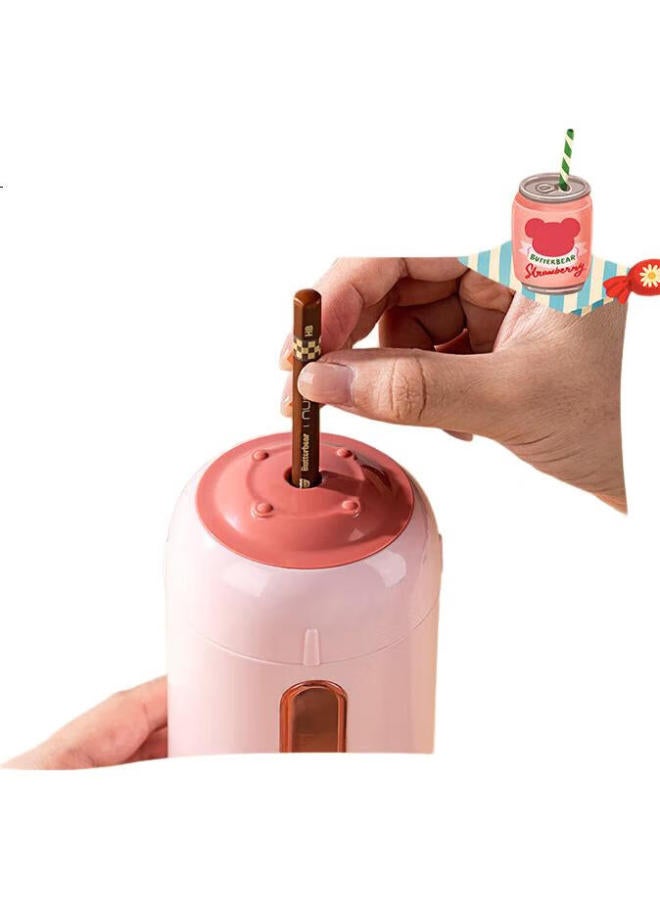 Deli مبراة أقلام كهربائية أوتوماتيكية من دلي بتصميم دب، مبراة أقلام كهربائية للطلاب، 3 مستويات حدة قابلة للتعديل، بدء/إيقاف ذكي، مقبض مثلث، مثالية للأطفال، مستلزمات العودة إلى المدرسة - Image 1