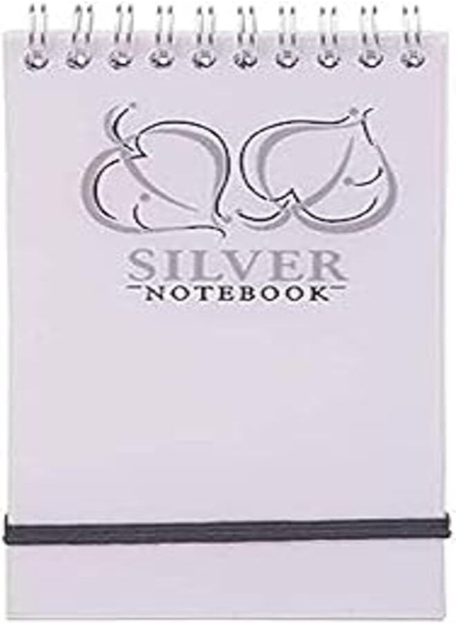 Mintra - Mintra Gold & Silver noteBook A7, Lined Ruling 80 Sheets, Silver - Image 1