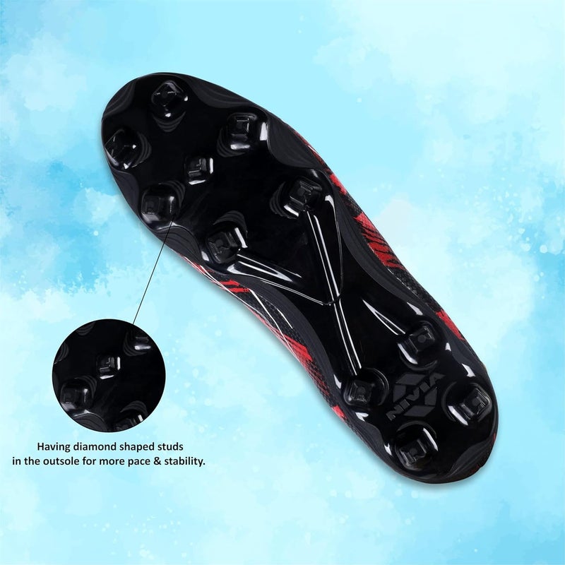Nivia Infra 2.0 Football Shoes - Black/Red - Image 3