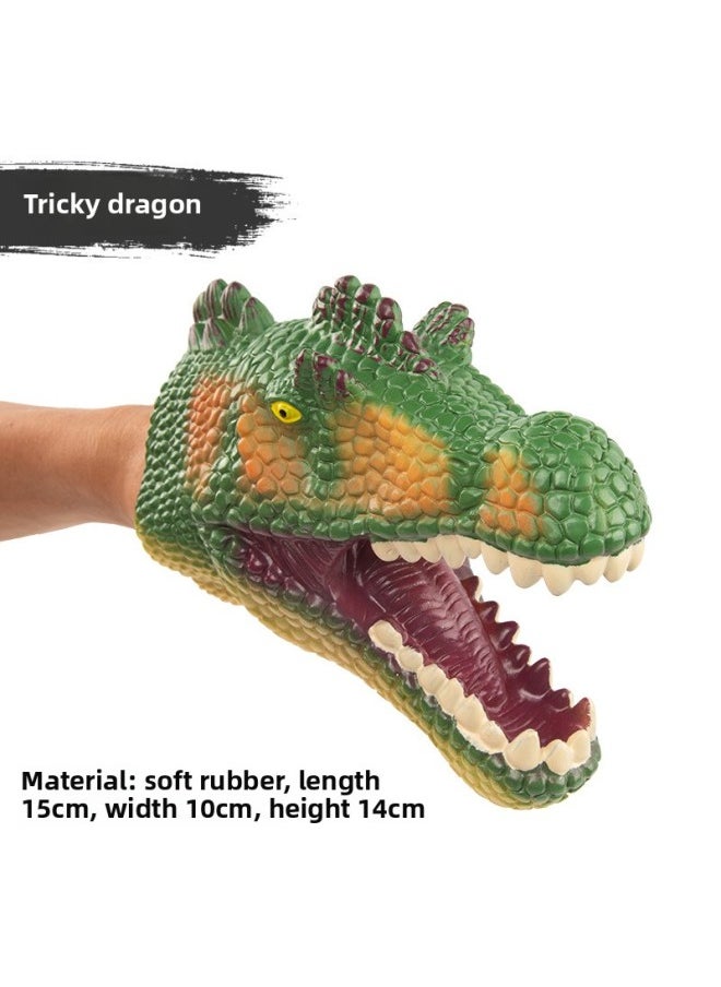 Generic - Dinosaur Hand Puppet Gloves Soft Rubber Triangle Tyrannosaurus Rex Kidsren's Artificial Animal Model Shark Shark Arm Head Boy Toy-Color:Tricky Dragon Hand Puppet - Image 1
