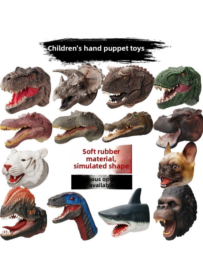 Generic - Dinosaur Hand Puppet Gloves Soft Rubber Triangle Tyrannosaurus Rex Kidsren's Artificial Animal Model Shark Shark Arm Head Boy Toy-Color:Tricky Dragon Hand Puppet - Image 1