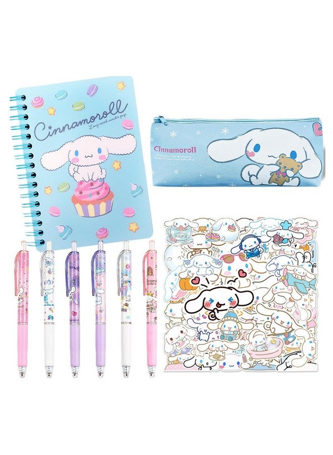 HASTHIP HASTHIP® 9Pcs Kawaii Cinnamoroll School Supplies Set, Kawaii Stationeries Supplies Set with Notebook, Pencil Pouch, Click Pens, Assorted Cinnamoroll Cartooon Stickers, Girls School Gift Set  - Image 1