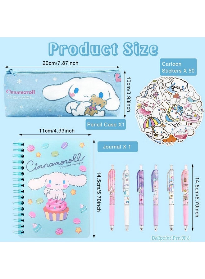 HASTHIP HASTHIP® 9Pcs Kawaii Cinnamoroll School Supplies Set, Kawaii Stationeries Supplies Set with Notebook, Pencil Pouch, Click Pens, Assorted Cinnamoroll Cartooon Stickers, Girls School Gift Set  - Image 2