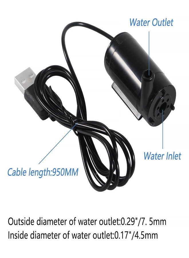 AEDIKO مضخة مياه صغيرة غاطسة من AEDIKO، 4 قطع، تعمل بتيار مستمر 3-5 فولت، مزودة بمنفذ USB، مناسبة لأحواض السمك، البرك، النوافير، الزراعة المائية، والحدائق (أسود) - Image 2