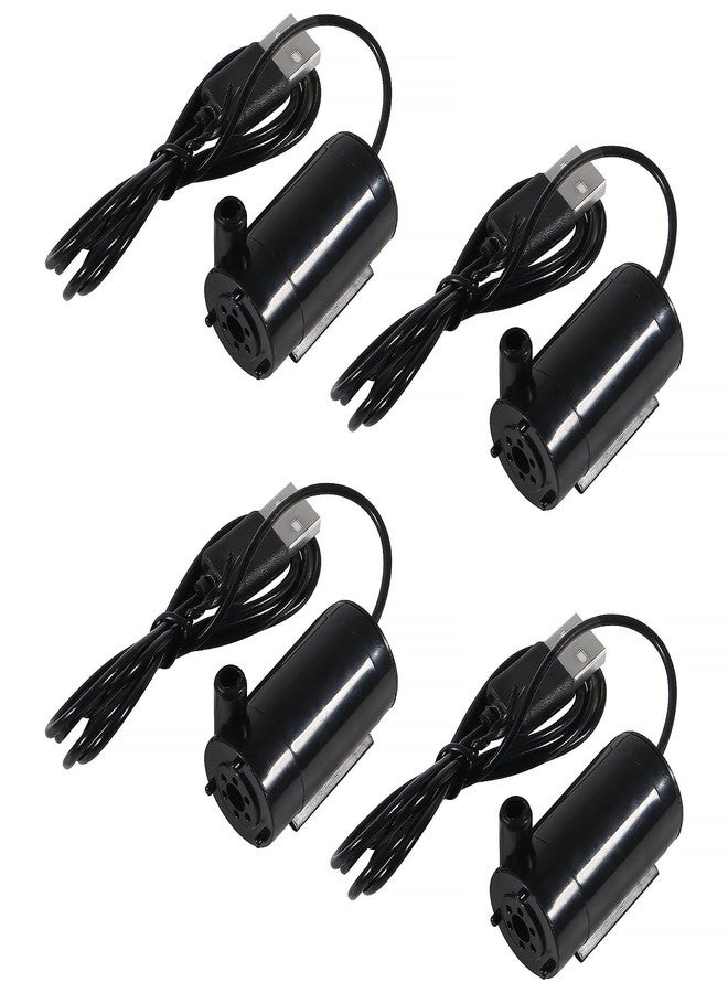 AEDIKO مضخة مياه صغيرة غاطسة من AEDIKO، 4 قطع، تعمل بتيار مستمر 3-5 فولت، مزودة بمنفذ USB، مناسبة لأحواض السمك، البرك، النوافير، الزراعة المائية، والحدائق (أسود) - Image 1