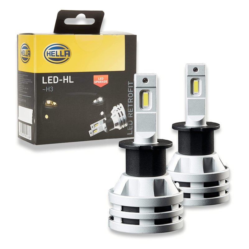 Hella H3 LED Fog Light Bulb  6500K Cool White Light  H3 LED Bulb for Fog Lamp Replacement  Pack of 2 LED Retro Fit 226971511