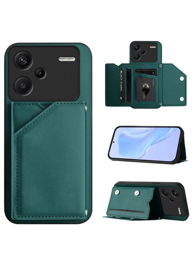 S-TOP Case For Redmi Note 13 Pro+ Skin Feel Four Card Slots Phone Case with Wrist Strap - Image 1