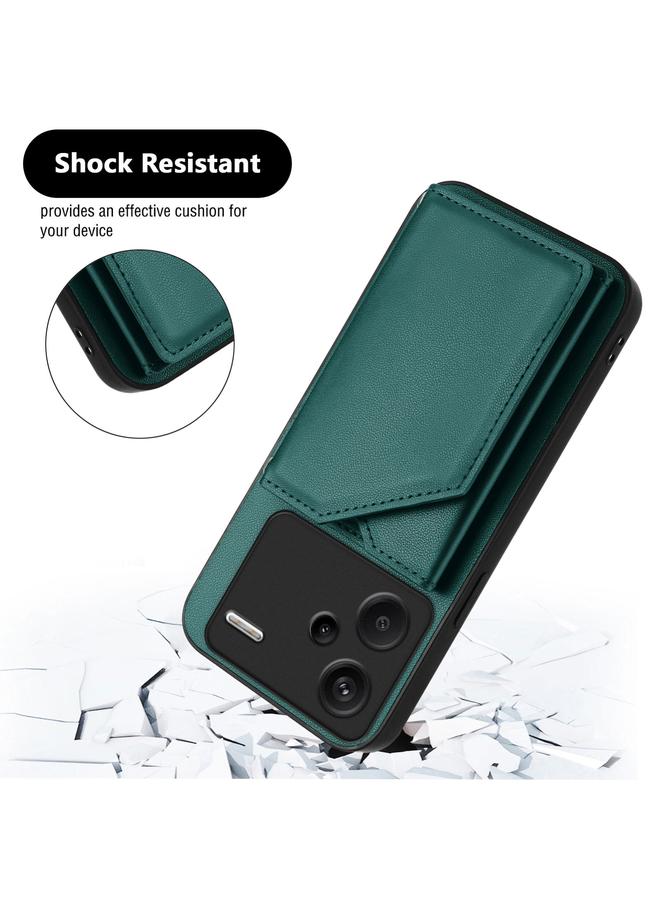 S-TOP Case For Redmi Note 13 Pro+ Skin Feel Four Card Slots Phone Case with Wrist Strap - Image 3