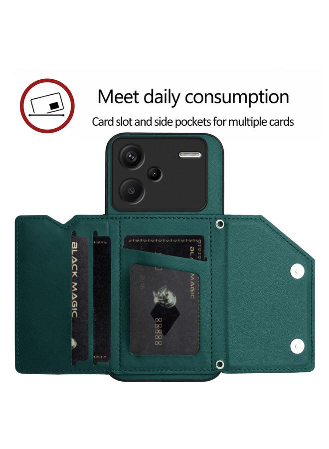 S-TOP Case For Redmi Note 13 Pro+ Skin Feel Four Card Slots Phone Case with Wrist Strap - Image 5