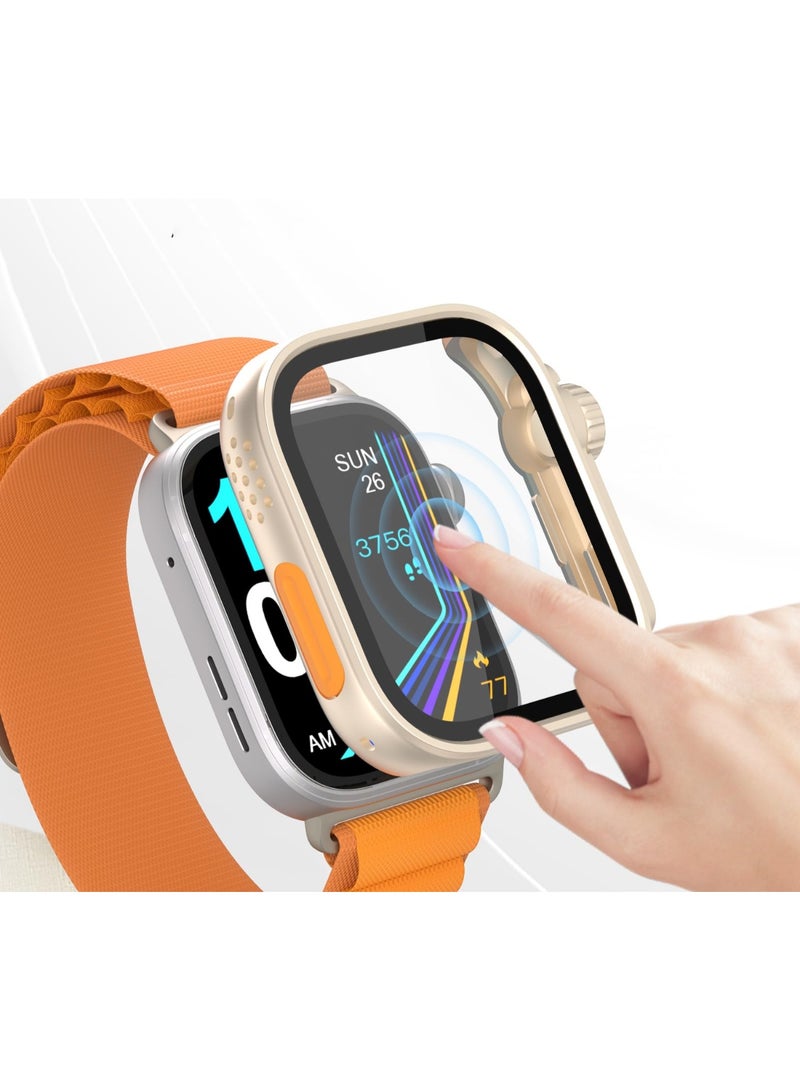 Full Coverage Case with Screen Protector Compatible with Huawei Watch Fit 4 Pro PC and Real Glass Protective Case Cover Smart Watch Accessories (Starlight) - Image 4