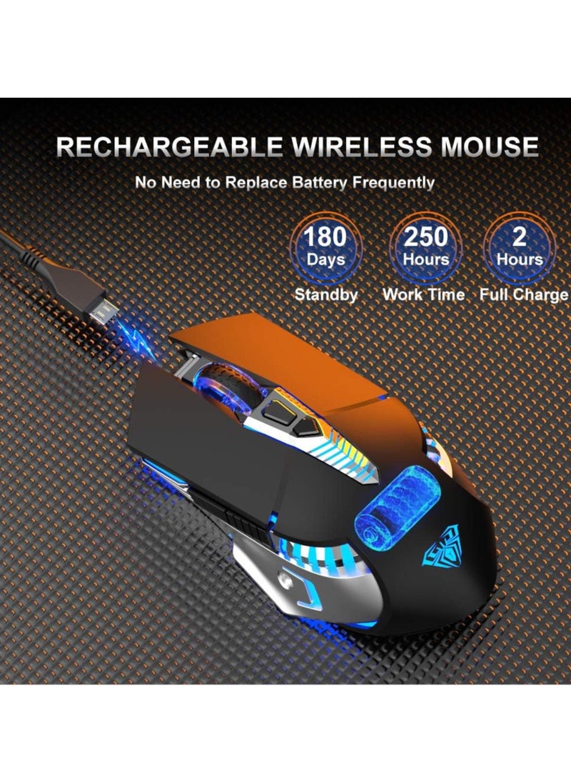 Generic SC200 Wireless Bluetooth Gaming Mouse with Rechargeable Battery, Programmable Side Buttons, LED Backlight and Ergonomic USB Receiver for PC, Mac, Laptop, Tablet, Smartphones by Ola (Black)  - Image 3