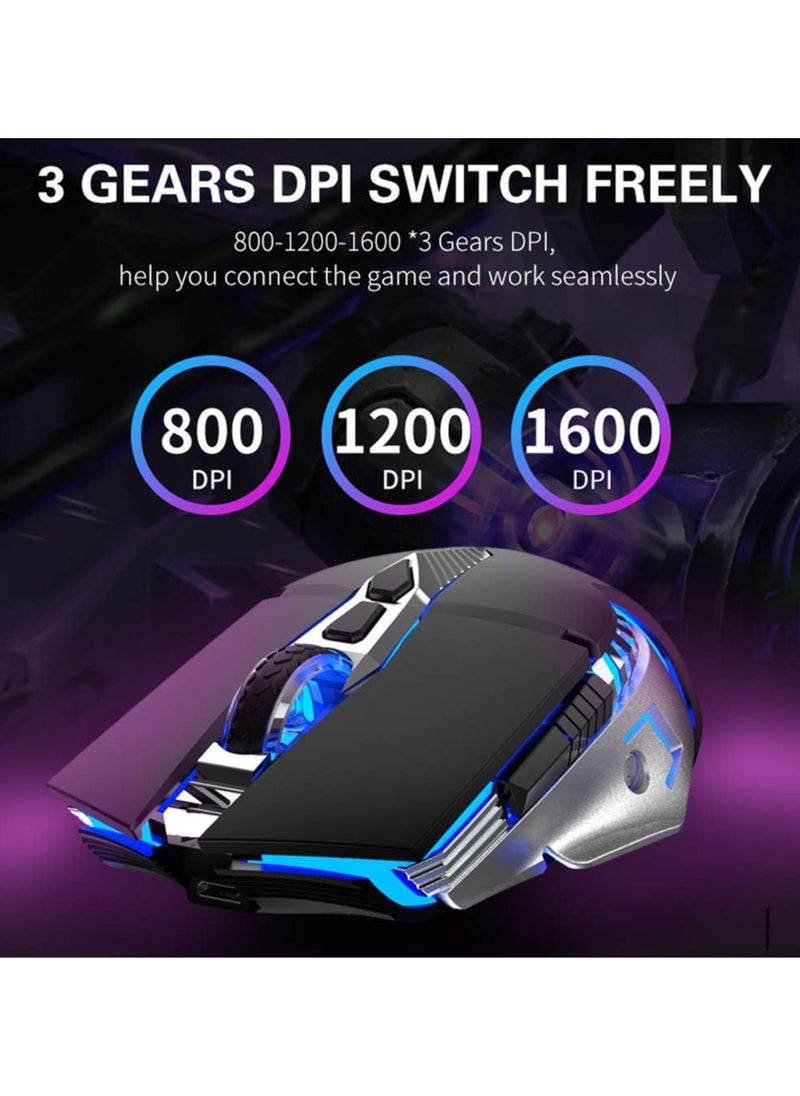 Generic SC200 Wireless Bluetooth Gaming Mouse with Rechargeable Battery, Programmable Side Buttons, LED Backlight and Ergonomic USB Receiver for PC, Mac, Laptop, Tablet, Smartphones by Ola (Black)  - Image 4