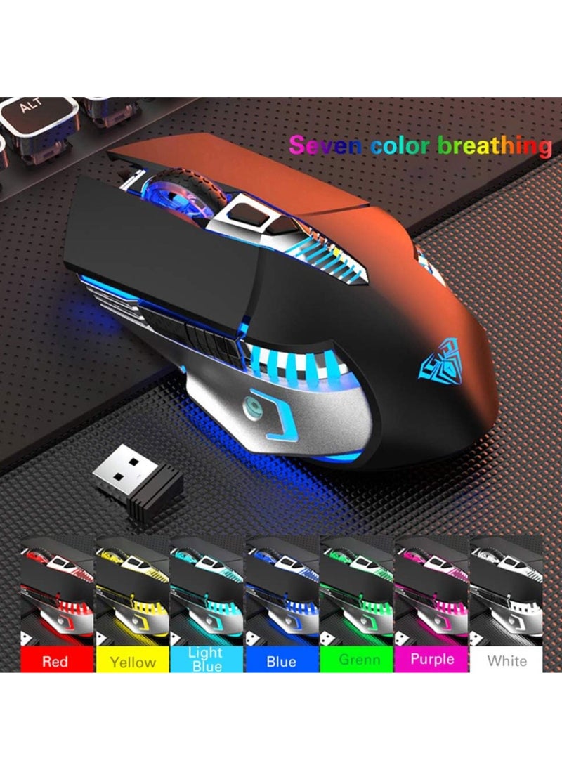 Generic SC200 Wireless Bluetooth Gaming Mouse with Rechargeable Battery, Programmable Side Buttons, LED Backlight and Ergonomic USB Receiver for PC, Mac, Laptop, Tablet, Smartphones by Ola (Black)  - Image 5