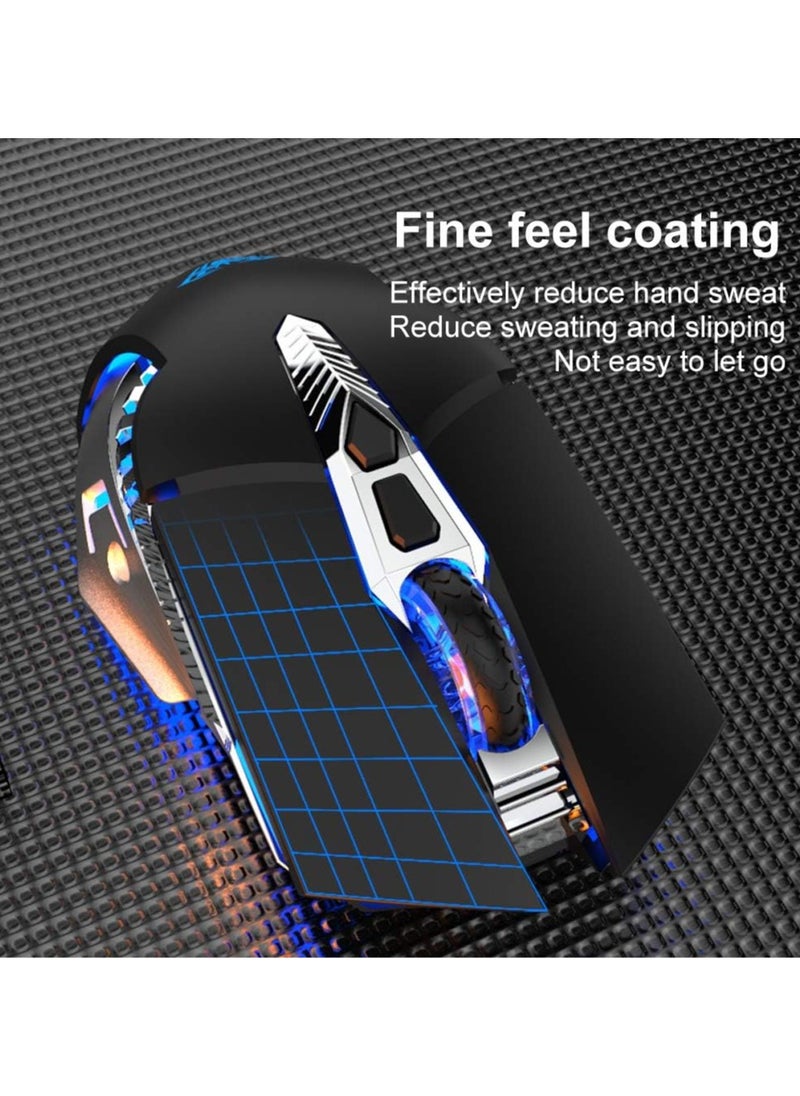 Generic - SC200 Wireless Bluetooth Gaming Mouse with Rechargeable Battery, Programmable Side Buttons, LED Backlight and Ergonomic USB Receiver for PC, Mac, Laptop, Tablet, Smartphones by Ola (Black) - Image 1