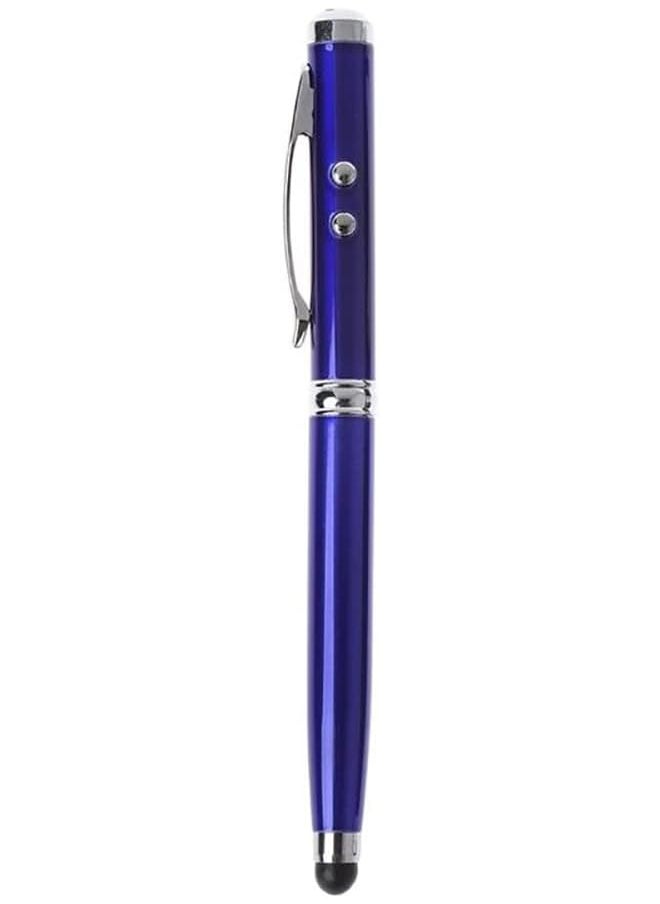 Generic - Multifunctional Stylus Touch Pen 4In1 Ballpoint Pen White Flashlight Red Laser Touch Pen Writing And Drawing Free On All Monitors And Tablets For Iphone Samsung Huawei Honor And More Blue - Image 1