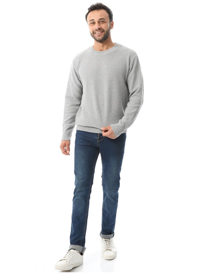 Andora Round Collar Slip On Pullover_Light Grey  - Image 1