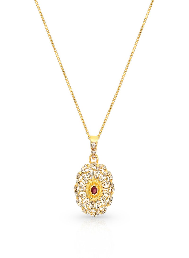 Malabar Gold and Diamonds 22 Carat 916 Purity Yellow Gold Uncut Diamond Pendant EGNPRE002PN1Y For Women  - Image 1