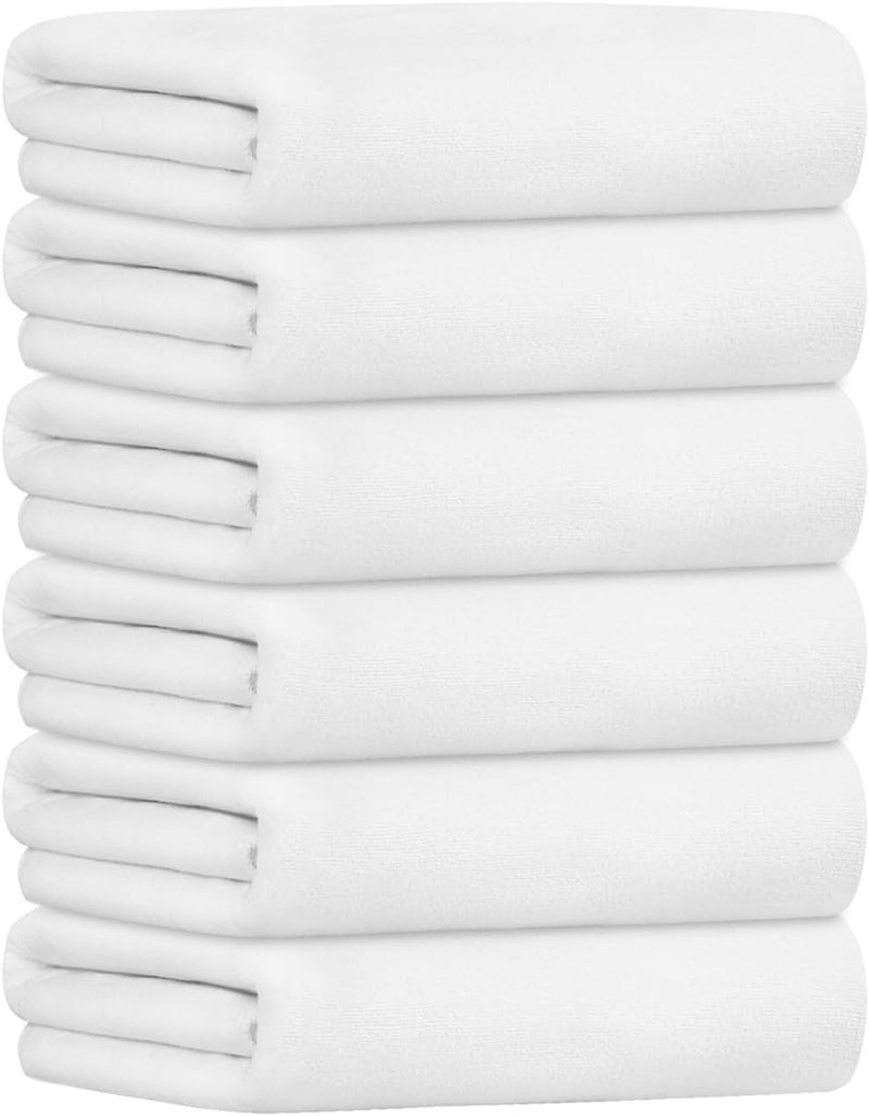 JML - Microfiber Bath Towels, Pack of 6, 30 x 60 inches, Absorbent, Soft, White, No Theme, in Bag - Image 1