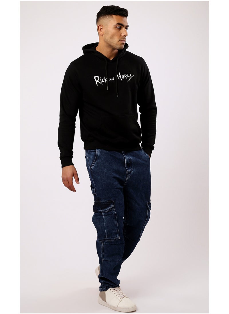 RAVIN Front & Back Printed Slip On Black Hoodie  - Image 1