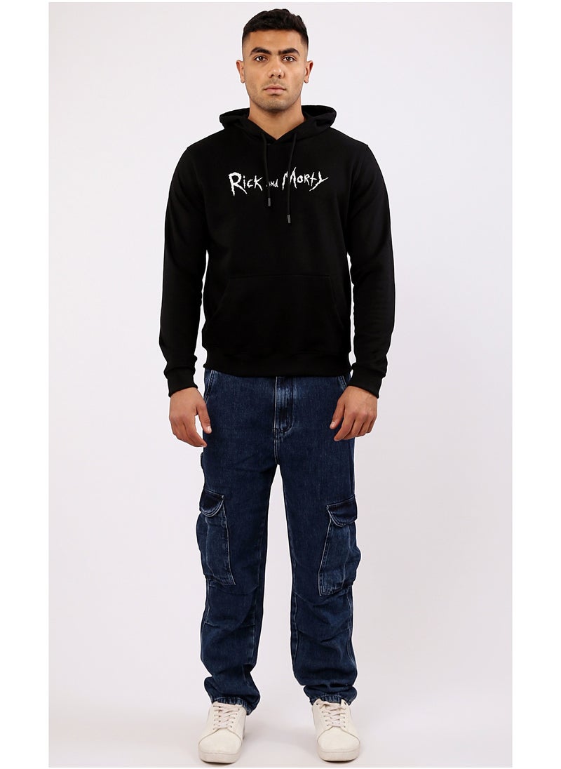RAVIN Front & Back Printed Slip On Black Hoodie  - Image 3