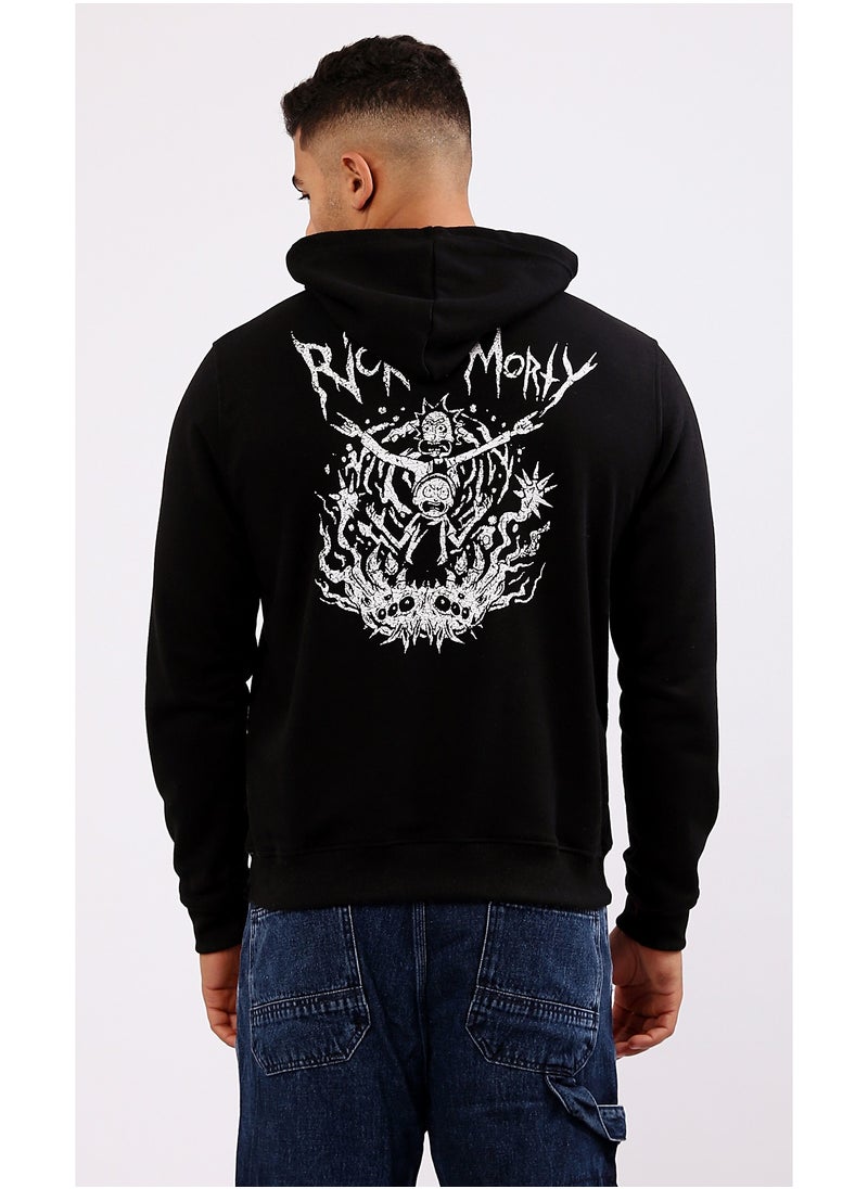 RAVIN Front & Back Printed Slip On Black Hoodie  - Image 4