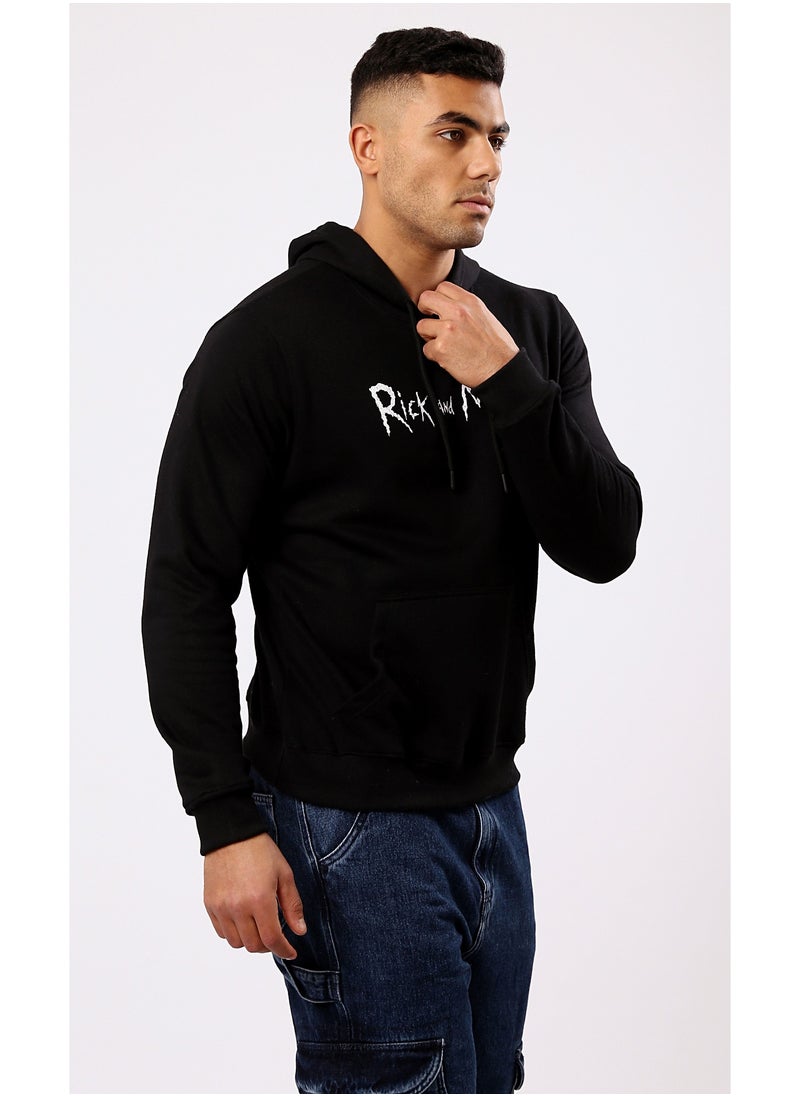 RAVIN Front & Back Printed Slip On Black Hoodie  - Image 5