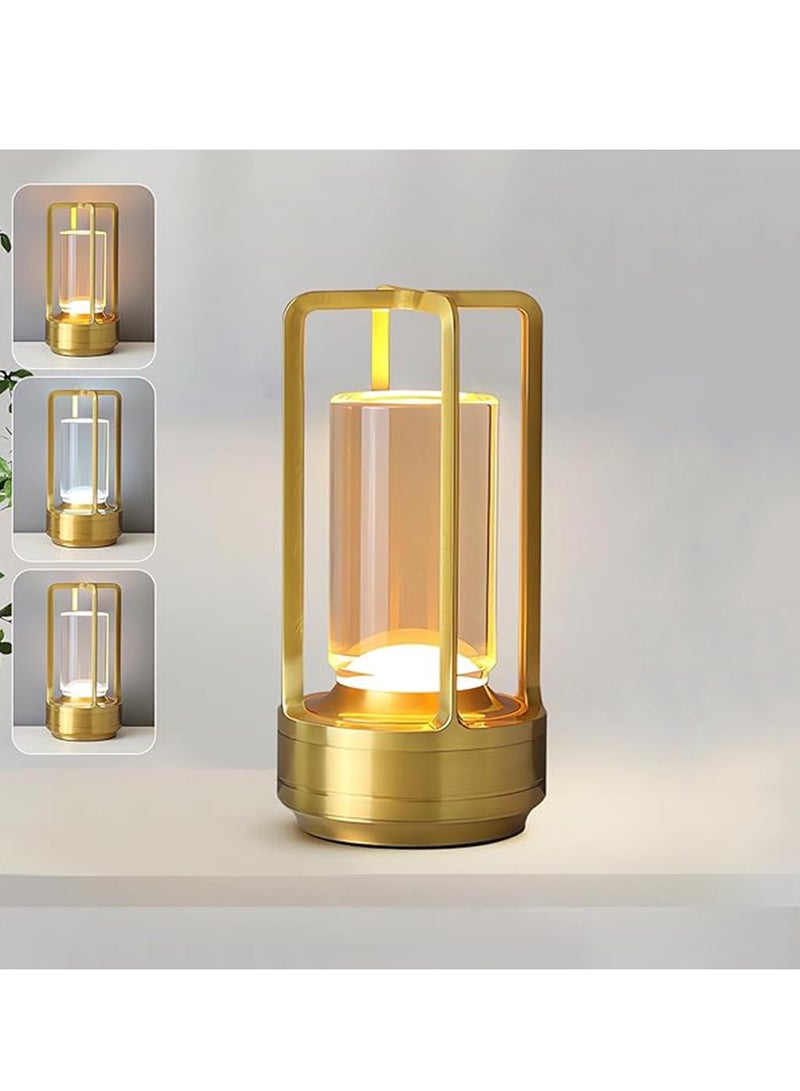 مصباح طاولة معدني ، مصباح طاولة LED لاسلكي يعمل باللمس ، 3 ألوان تعتيم بلا حدود ، مصباح مكتبي صغير لإعادة الشحن ، غرفة نوم / مطعم / بار / مقهى / ضوء تخييم - Image 2