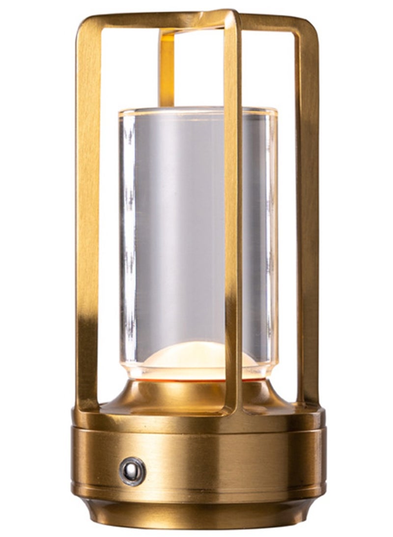 مصباح طاولة معدني ، مصباح طاولة LED لاسلكي يعمل باللمس ، 3 ألوان تعتيم بلا حدود ، مصباح مكتبي صغير لإعادة الشحن ، غرفة نوم / مطعم / بار / مقهى / ضوء تخييم - Image 1