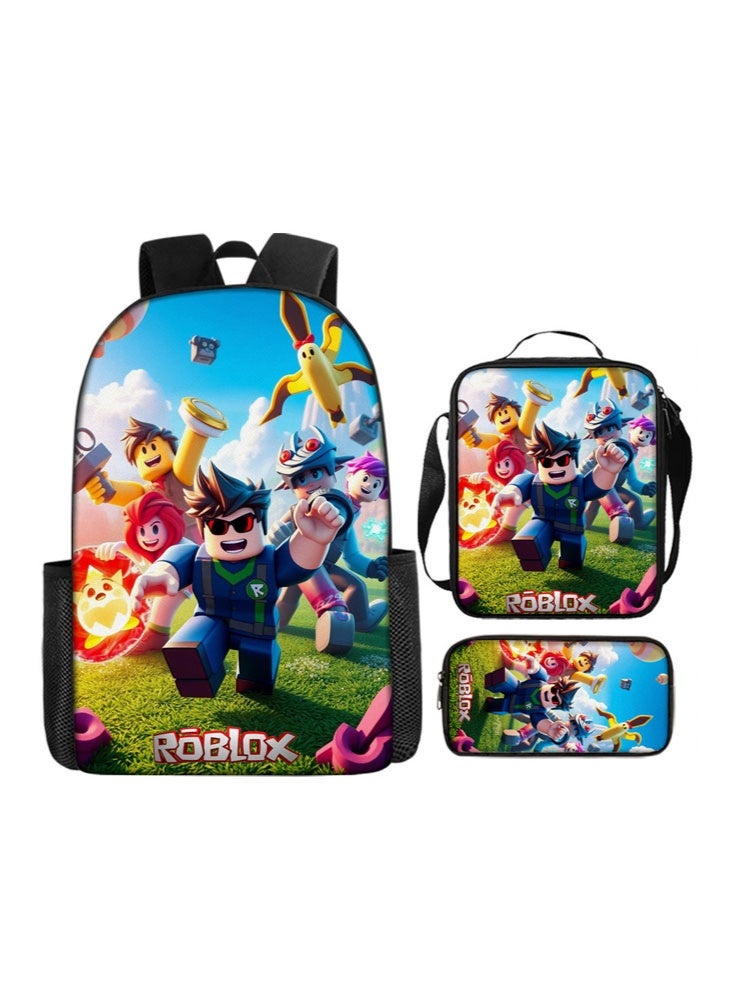 روبلوكس على ظهره مقلمة حقيبة ثلاثة قطعة دعوى الرجال والنساء الترفيه الرياضة حقيبة السفر طالب حقيبة المدرسة - Image 1
