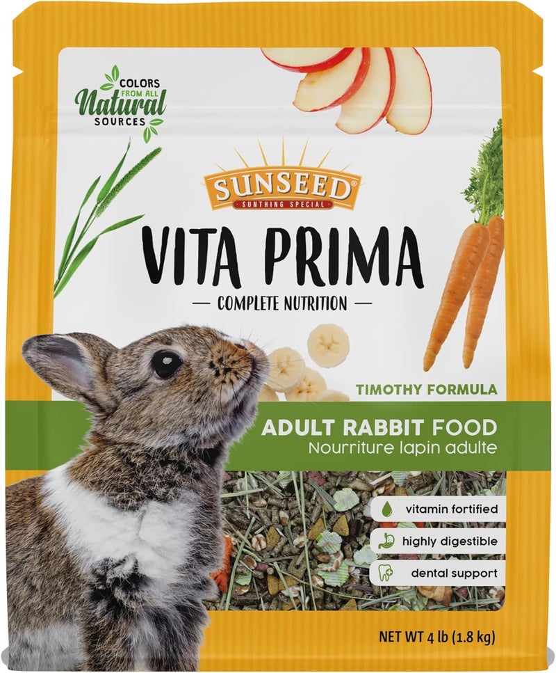 فيتاكرافت طعام الأرانب البالغة Sunseed Vita Prima Complete Nutrition، وزن 4 رطل (59773) - Image 1