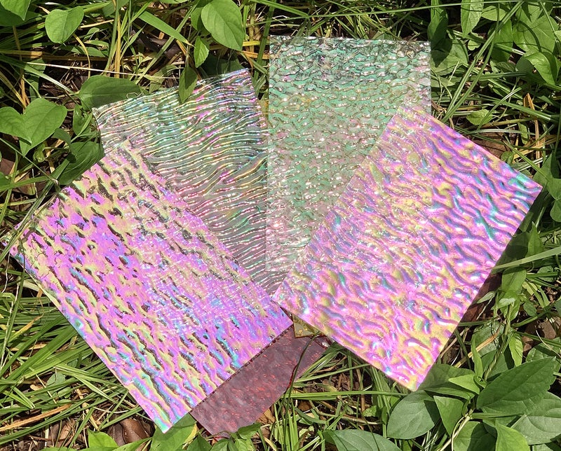 Lanyani 12 Sheets Iridescent Stained Glass Sheets, Cathedral Art Glass Packs for Mosaic Work Craft, Assorted Clear+Opaque+Colored Transparent - Image 4