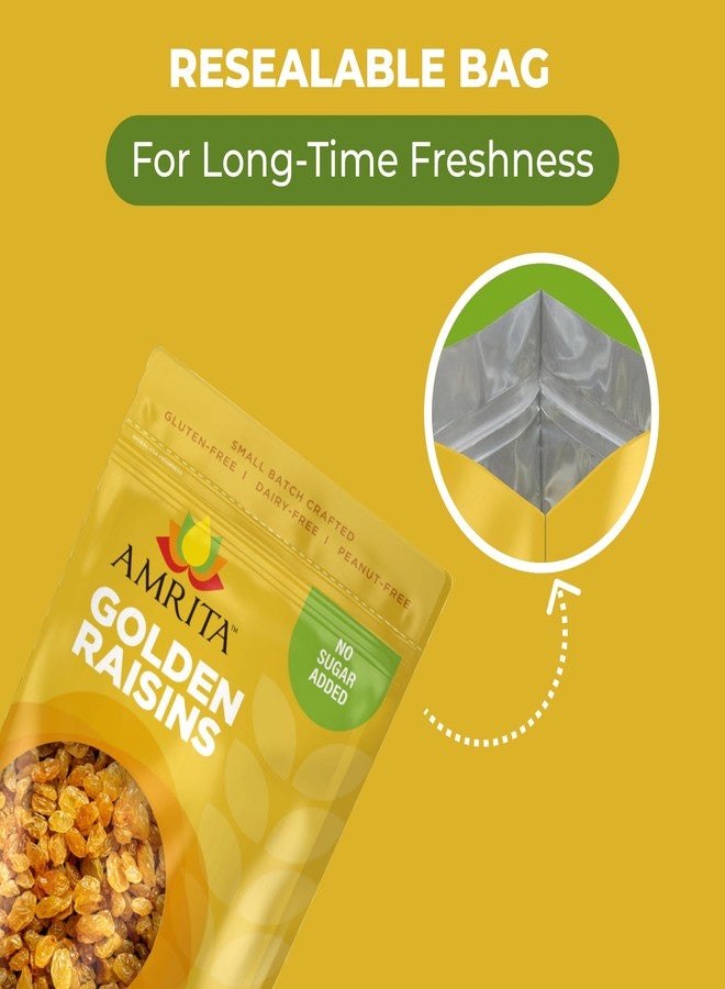 Amrita Golden Raisins 1 lb | No Added Sugar, Naturally Sweet, Gluten Free Dried Sultanas, Kishmish | Packed Fresh in Resealable Bags | Yellow and White Raisins, Vegan Snacks, Healthy Snacks - Image 4