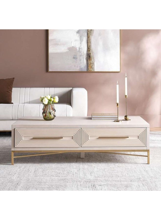 Pan Home Beige Coffee Table with 2 Drawers - Image 2