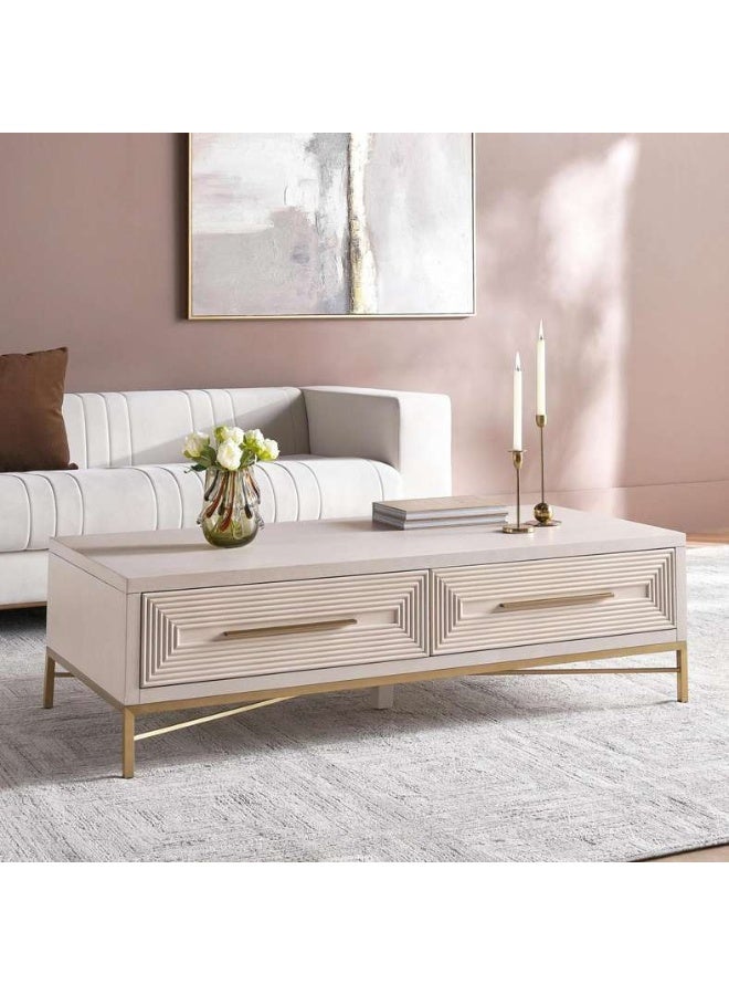 Pan Home Beige Coffee Table with 2 Drawers - Image 1