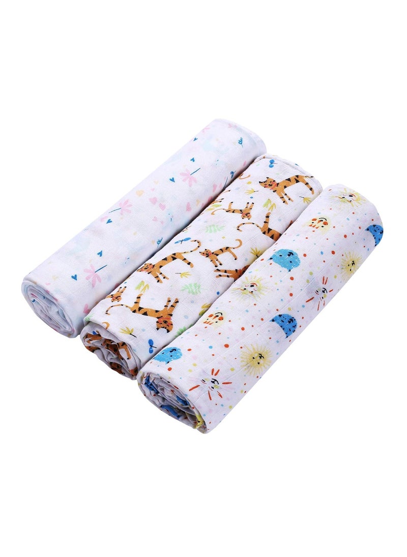 PrimeBox PrimeBox Organic Bamboo Cotton Swaddles Wrap Muslin Cloth for Infant Kids New Born Baby Set of 3 pcs 100 100 Cm  - Image 1