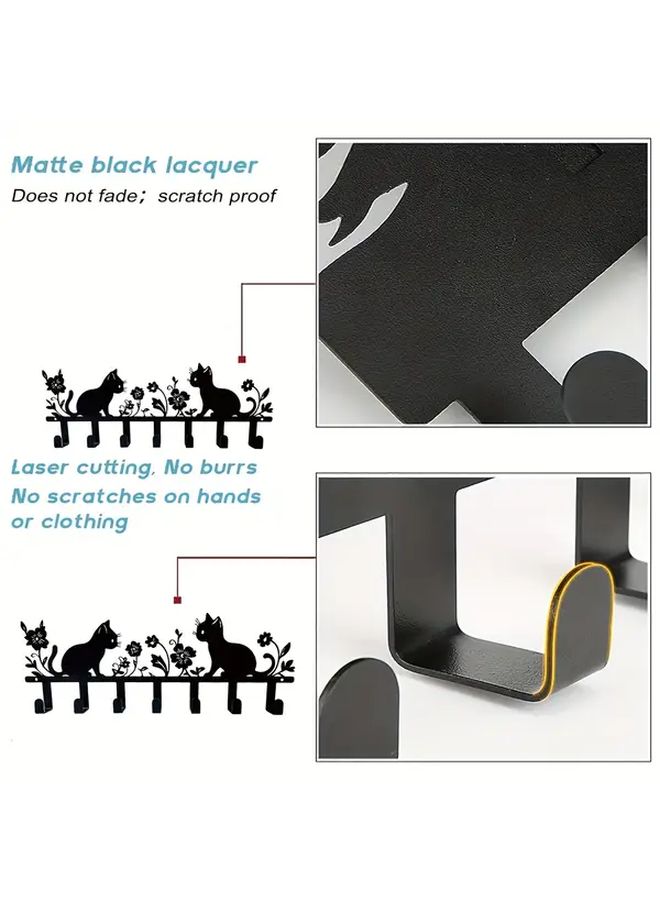 Cute Cat Flower Key Holder Wall Mounted Hook Fashionable Painted Finish Easy Install Decorative Key Rack - Image 5