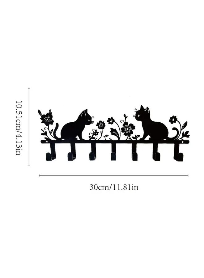 Cute Cat Flower Key Holder Wall Mounted Hook Fashionable Painted Finish Easy Install Decorative Key Rack - Image 3