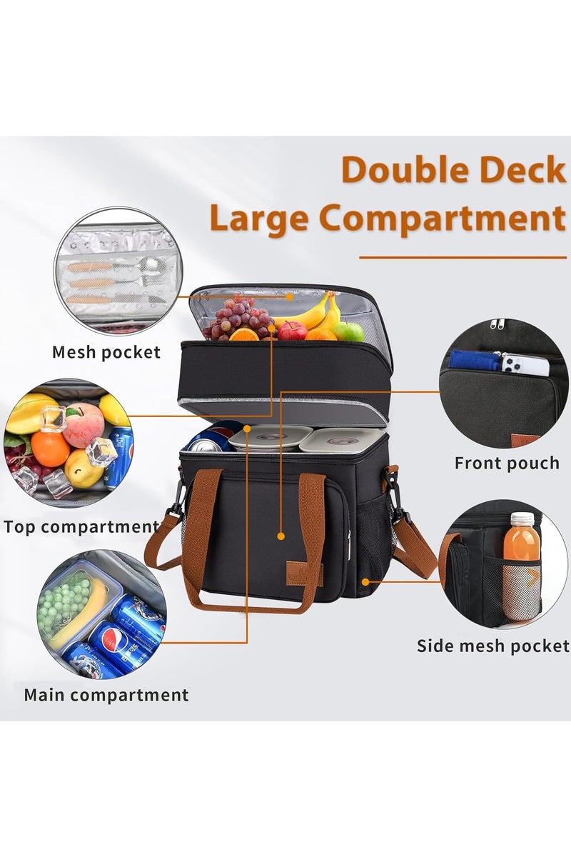 هومستر أكياس الغداء المعزولة للنساء الرجال ، كيس صندوق الغداء الحراري المقاوم للتسرب للأطفال الكبار كيس الغداء الكبير القابل للتوسع كيس الغداء القابل لإعادة الاستخدام - Image 3