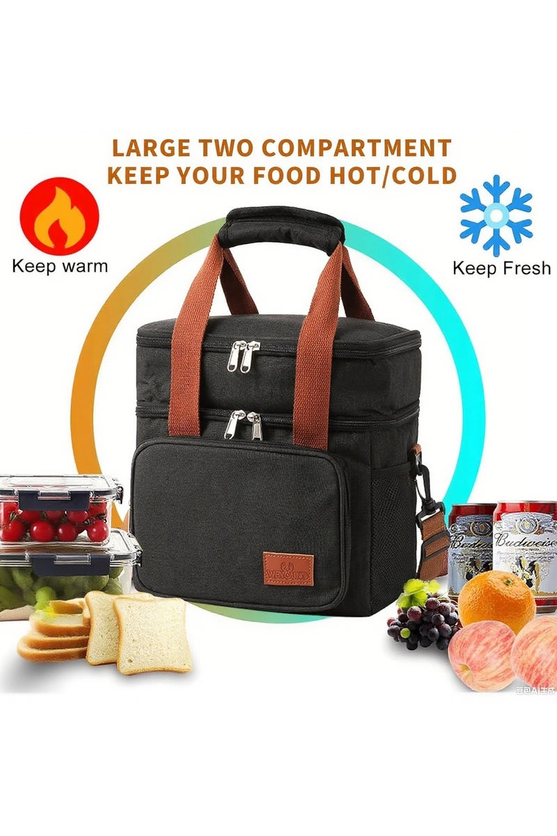 هومستر أكياس الغداء المعزولة للنساء الرجال ، كيس صندوق الغداء الحراري المقاوم للتسرب للأطفال الكبار كيس الغداء الكبير القابل للتوسع كيس الغداء القابل لإعادة الاستخدام - Image 5