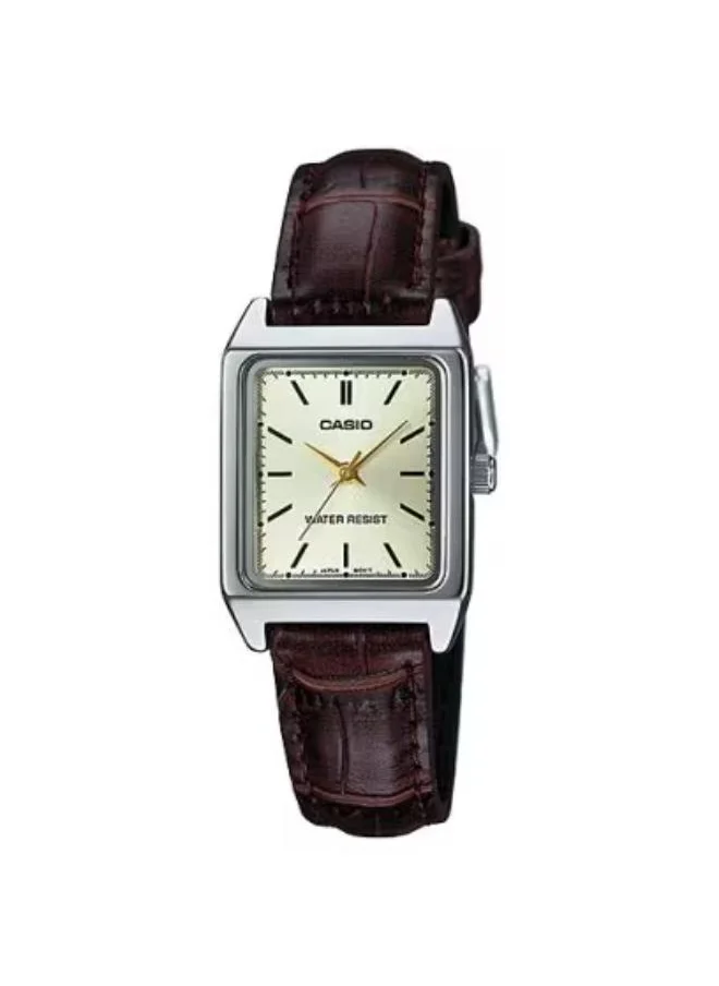 CASIO Women's Analog Display Watch With Brown Leather Strap - LTP-V007L-9EUDF